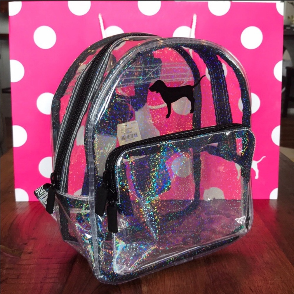 VS PINK Iridescent/Hologram Clear Mini Backpack - Picture 3 of 8